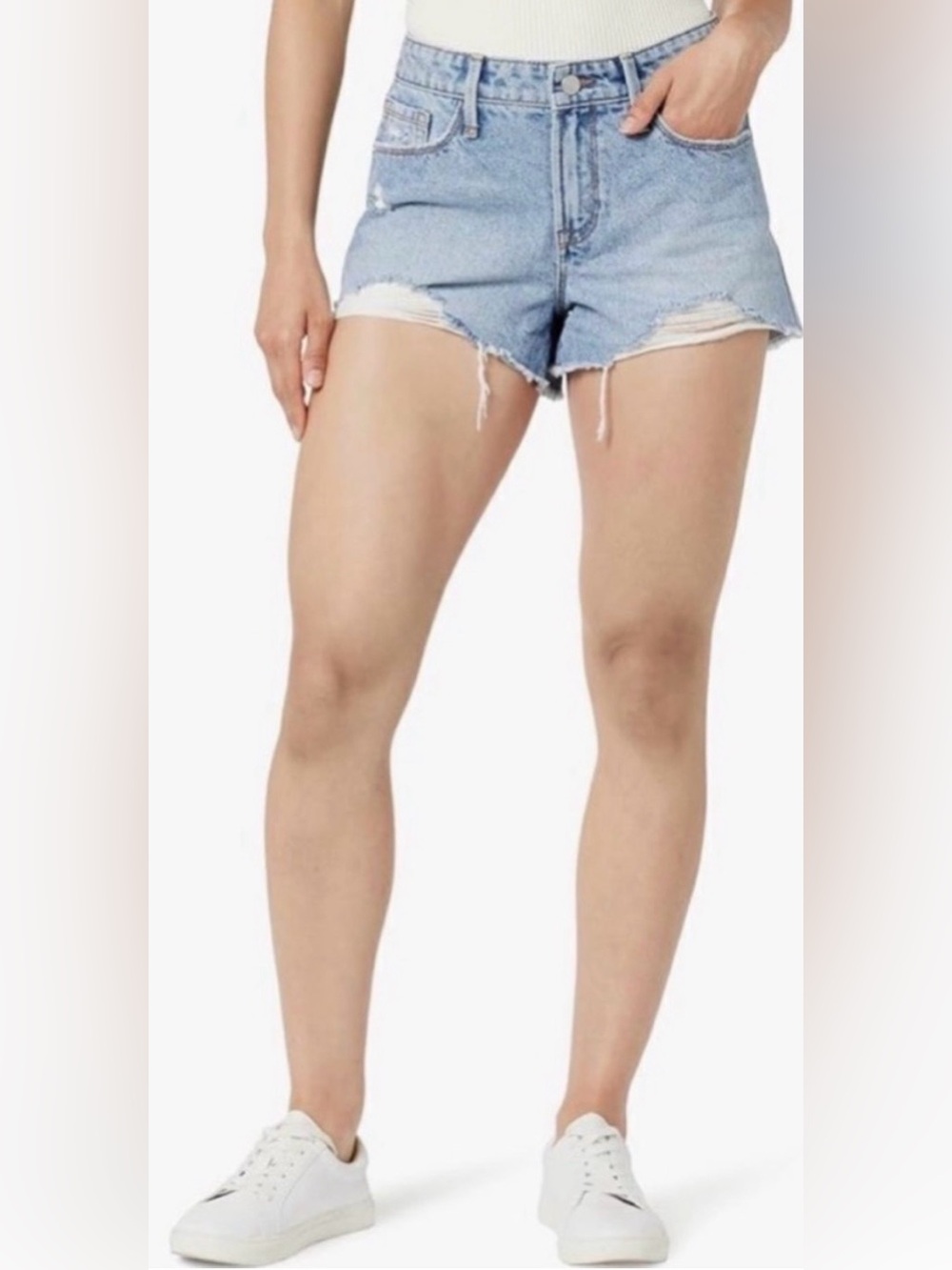 The Drop Distressed Denim Shorts
